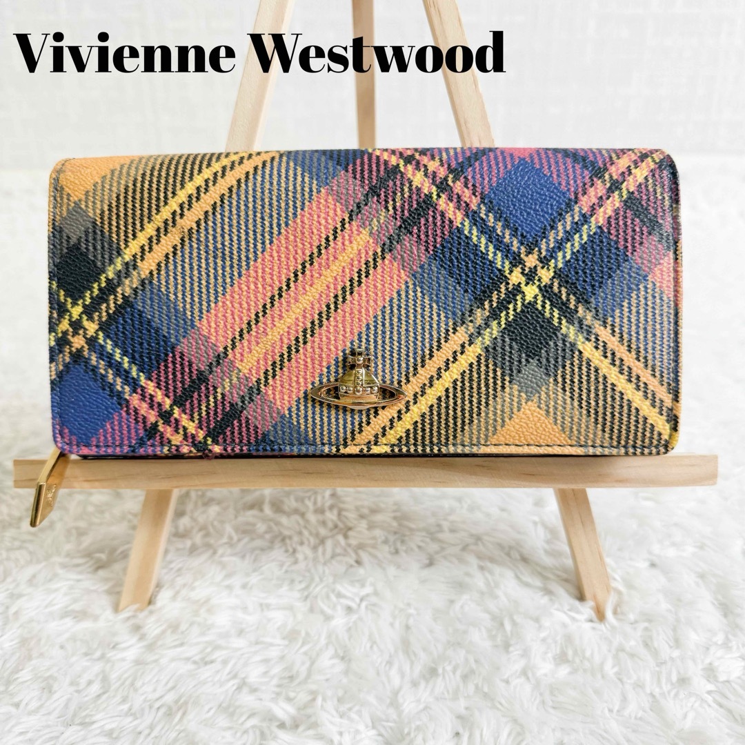 Vivienne Westwood(ヴィヴィアンウエストウッド)のヴィヴィアンウエストウッド 長財布　オーブ　チェック　マルチカラー レディースのファッション小物(財布)の商品写真