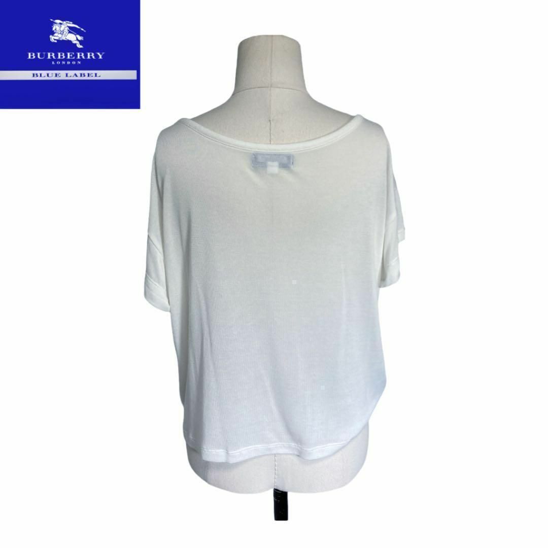 BURBERRY BLUE LABEL(バーバリーブルーレーベル)のBURBERRY バーバリー　白　Tシャツ　ボーダー　刺繍　ホース レディースのトップス(Tシャツ(半袖/袖なし))の商品写真