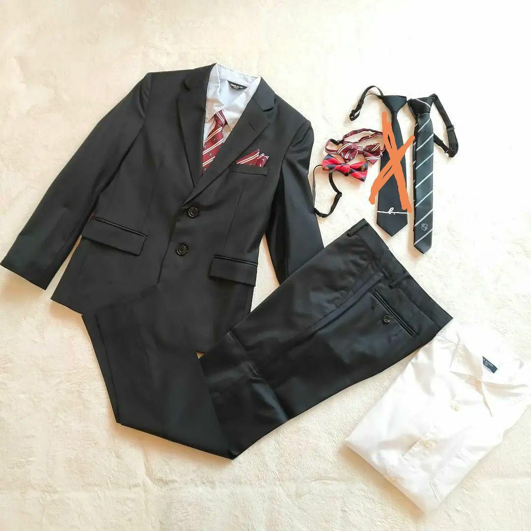ドレス/フォーマルCOMME CA ISM 150黒無地 スーツ+ノーブランドシャツネクタイセット