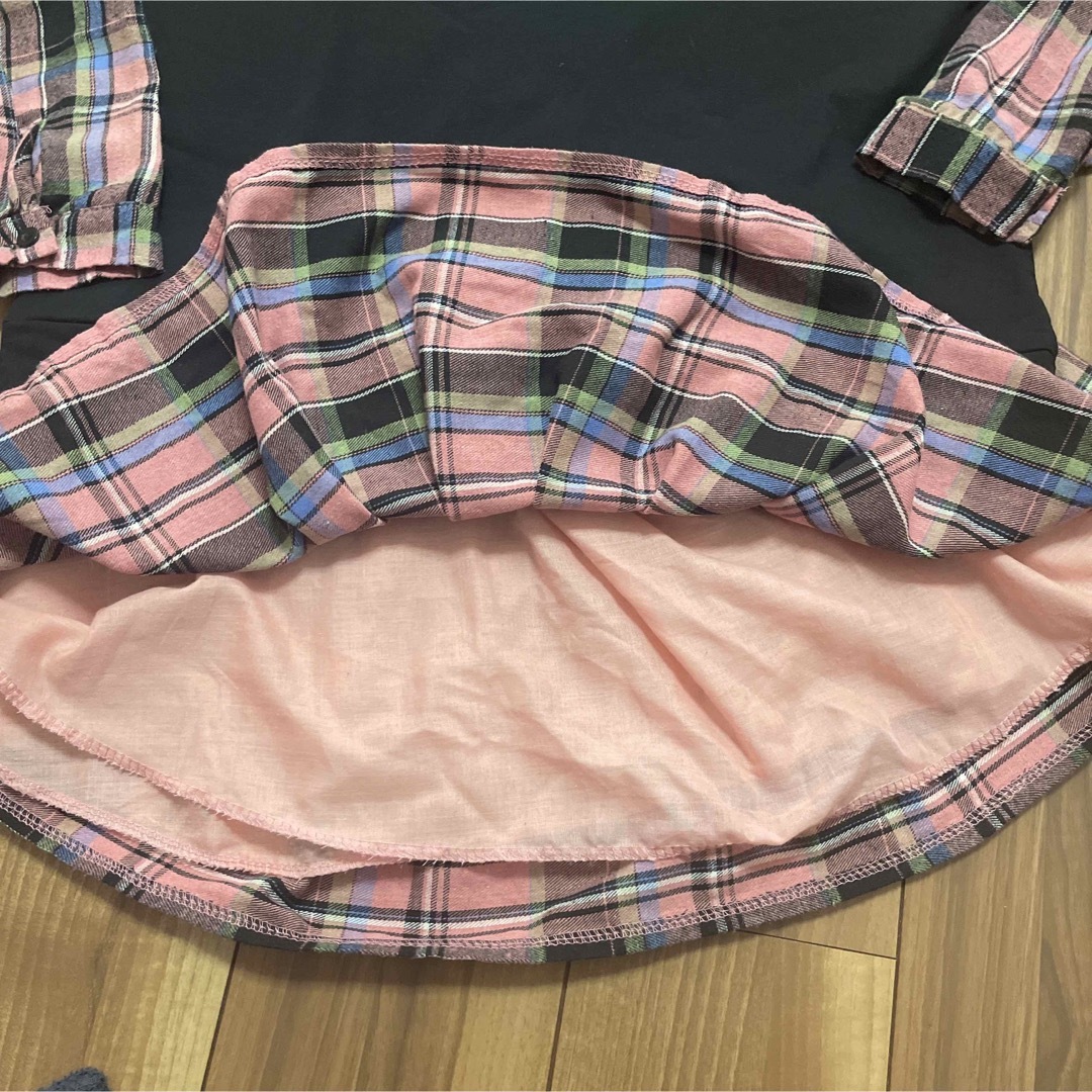 ピンクチェックスカート  セットアップ キッズ/ベビー/マタニティのキッズ服女の子用(90cm~)(スカート)の商品写真