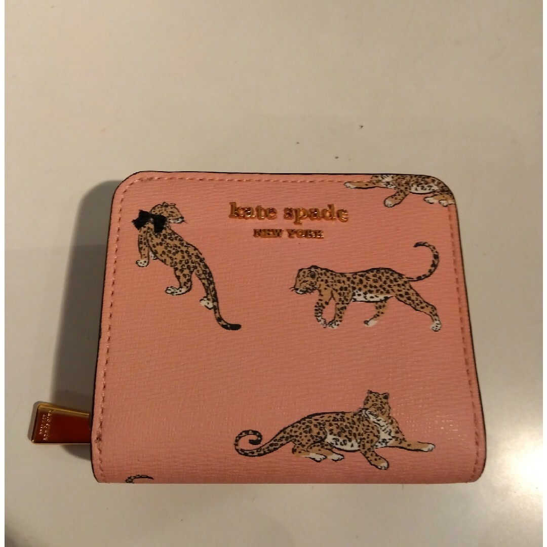 ケイトスペード　ピンクマルチ　レオパード二つ折り財布ファッション小物