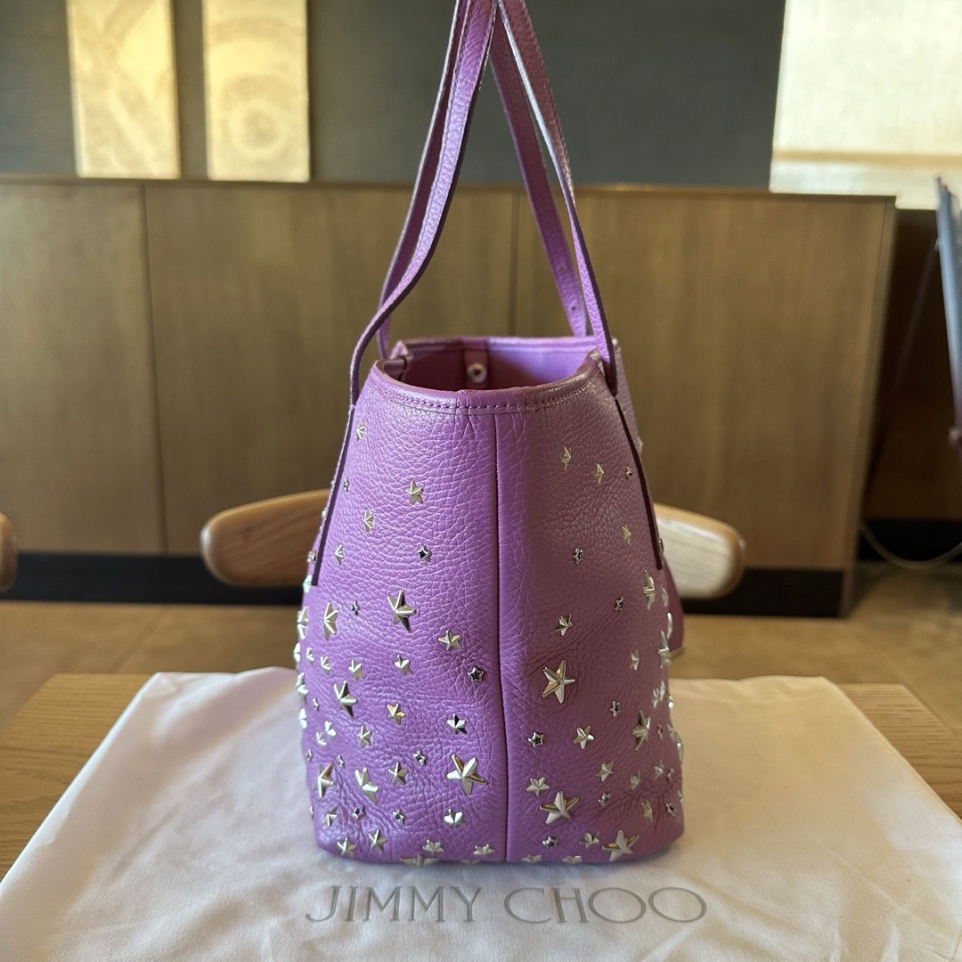 ジミーチュウ サシャ S スタースタッズ トート　レザー パープル　【極美品】JIMMYCHOO