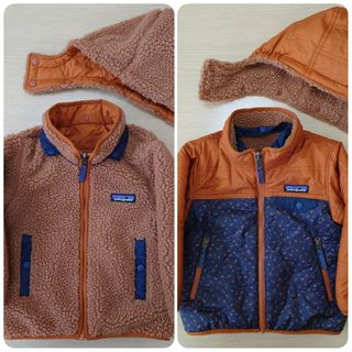 パタゴニア(patagonia)のパタゴニア　キッズ　2T リバーシブル　ボア　ナイロンジャケット(ジャケット/上着)