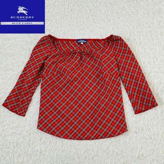 バーバリーブルーレーベル(BURBERRY BLUE LABEL)のBURBERRY バーバリー　ブルーレーベル　チェック　ブラウス　ブルレ　赤(シャツ/ブラウス(長袖/七分))