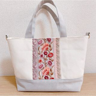 Mサイズバッグ　インド刺繍リボン　1(バッグ)