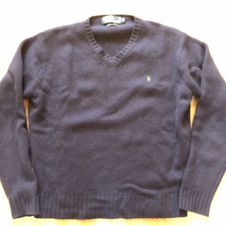 ポロラルフローレン(POLO RALPH LAUREN)のPolo Ralph Lauren ウールニット　Vネック　ネイビー　’90s(ニット/セーター)