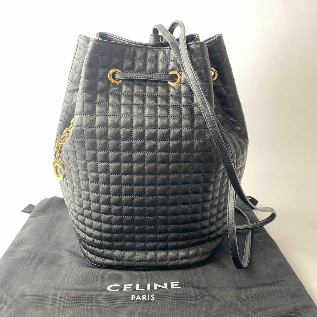 celine(セリーヌ)の美品 セリーヌ CELINE Cチャーム 巾着 リュック スモーク レディースのバッグ(リュック/バックパック)の商品写真