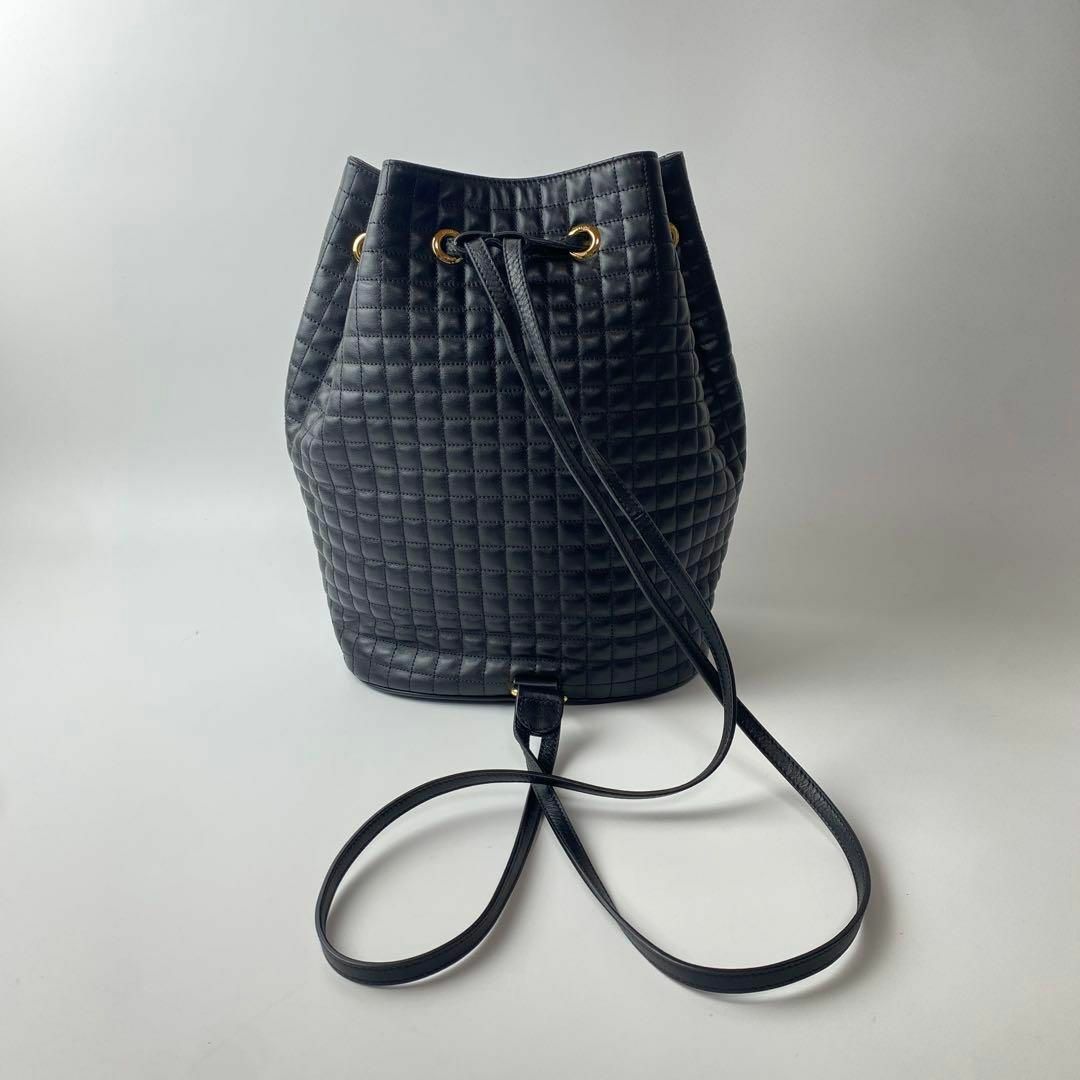 celine(セリーヌ)の美品 セリーヌ CELINE Cチャーム 巾着 リュック スモーク レディースのバッグ(リュック/バックパック)の商品写真