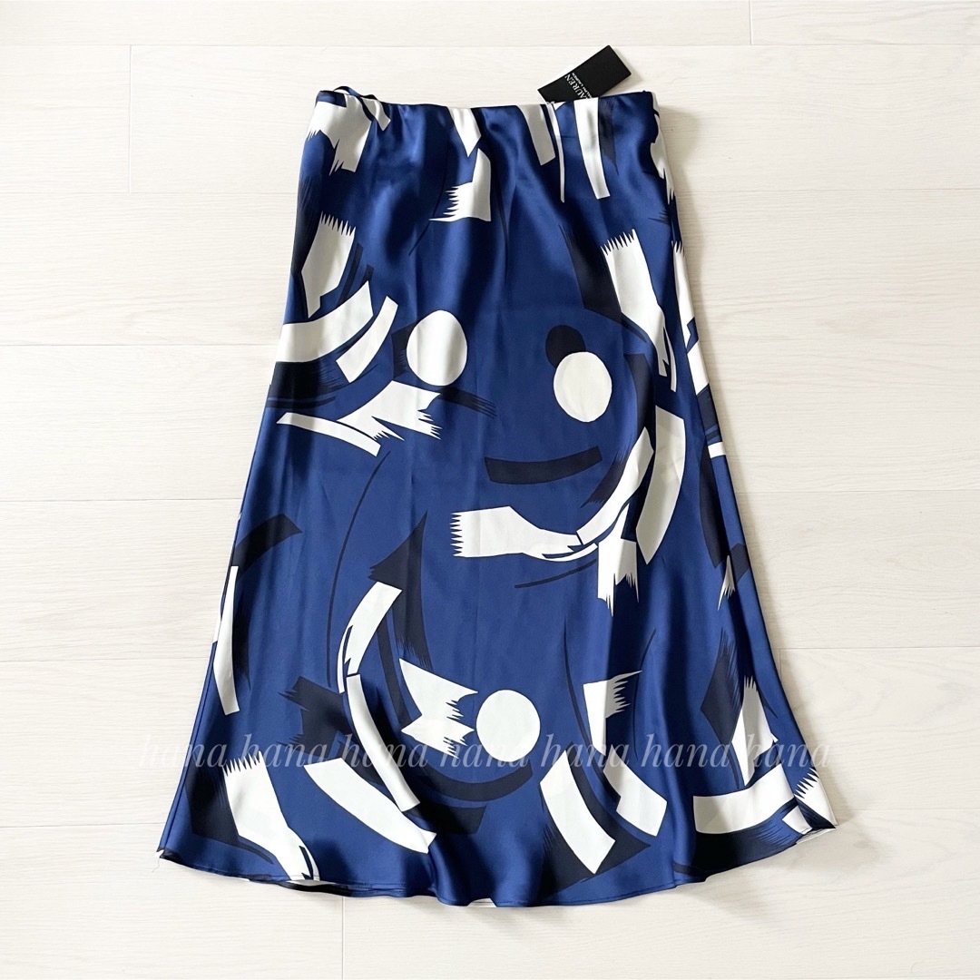 【未使用】ローレンラルフローレン　ミディプリントスカート ブルー 総柄 サイズ2レディース