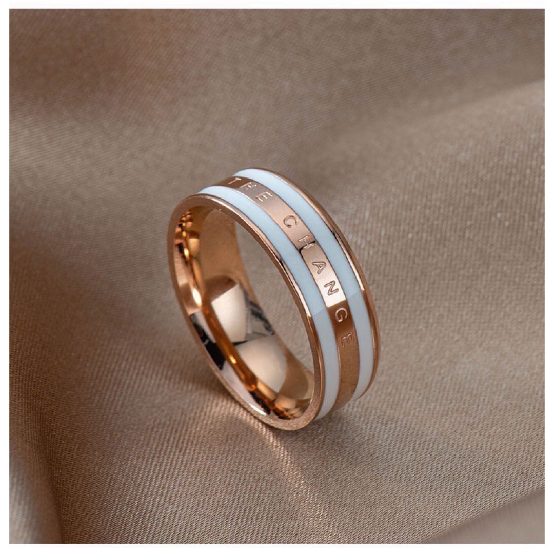 チェンジリング ステンレスリング ステンレス指輪 ピンキーリング ピンクホワイト レディースのアクセサリー(リング(指輪))の商品写真
