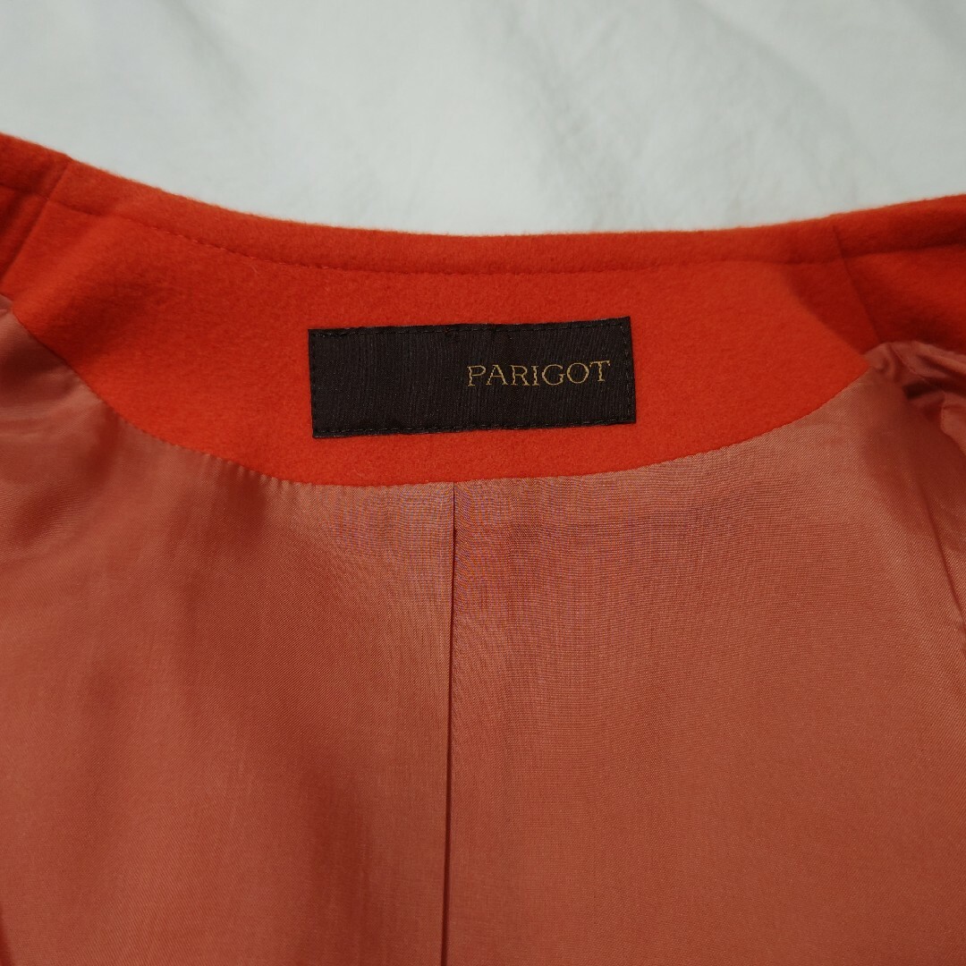 PARIGOT(パリゴ)の美品✨『パリゴ』 PARIGOT ノーカラーコート ウール ロング Vネック レディースのジャケット/アウター(ロングコート)の商品写真