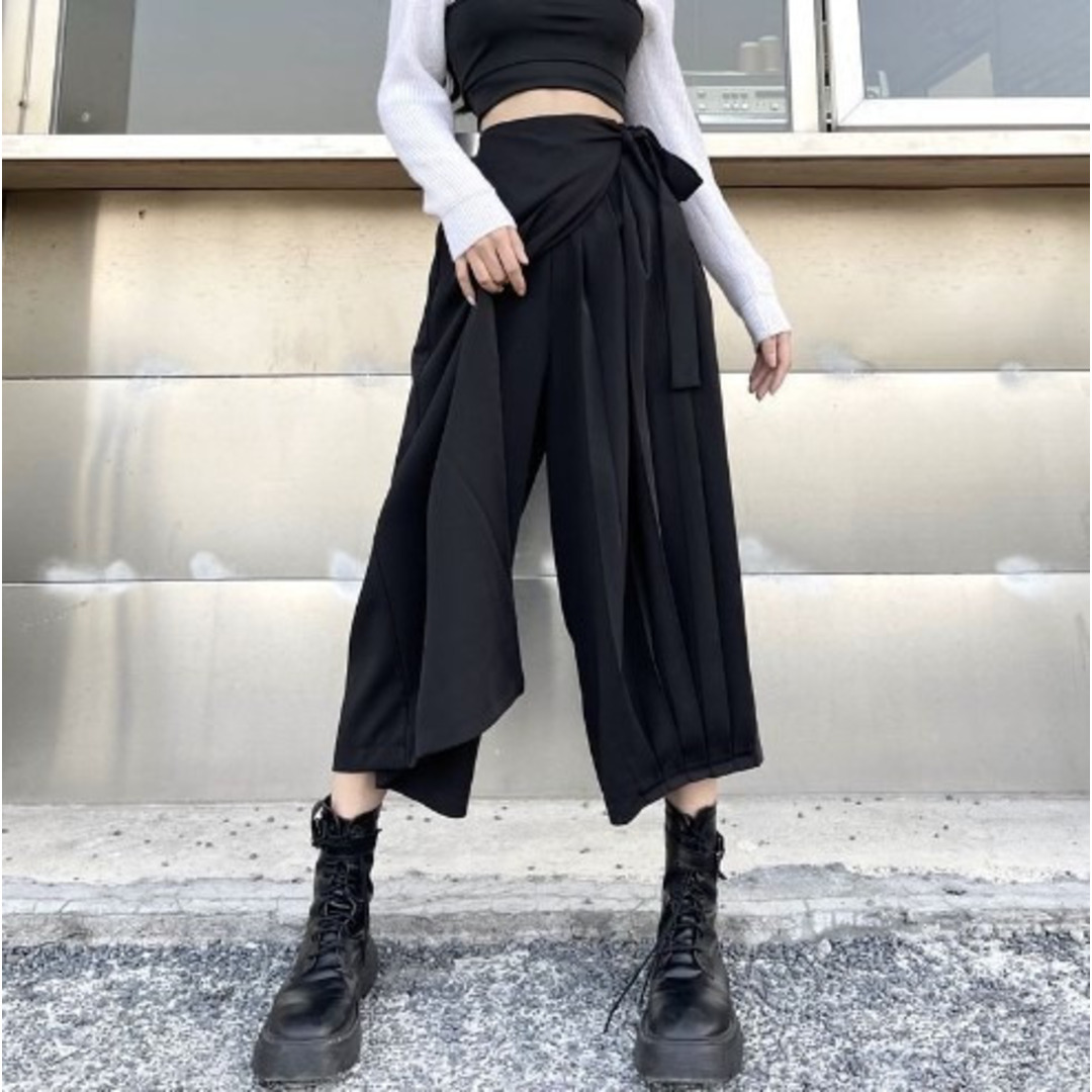 【限定再入荷♪】XLサイズ　パンツ　スカート　モード系　黒　レディース　メンズ レディースのスカート(ロングスカート)の商品写真