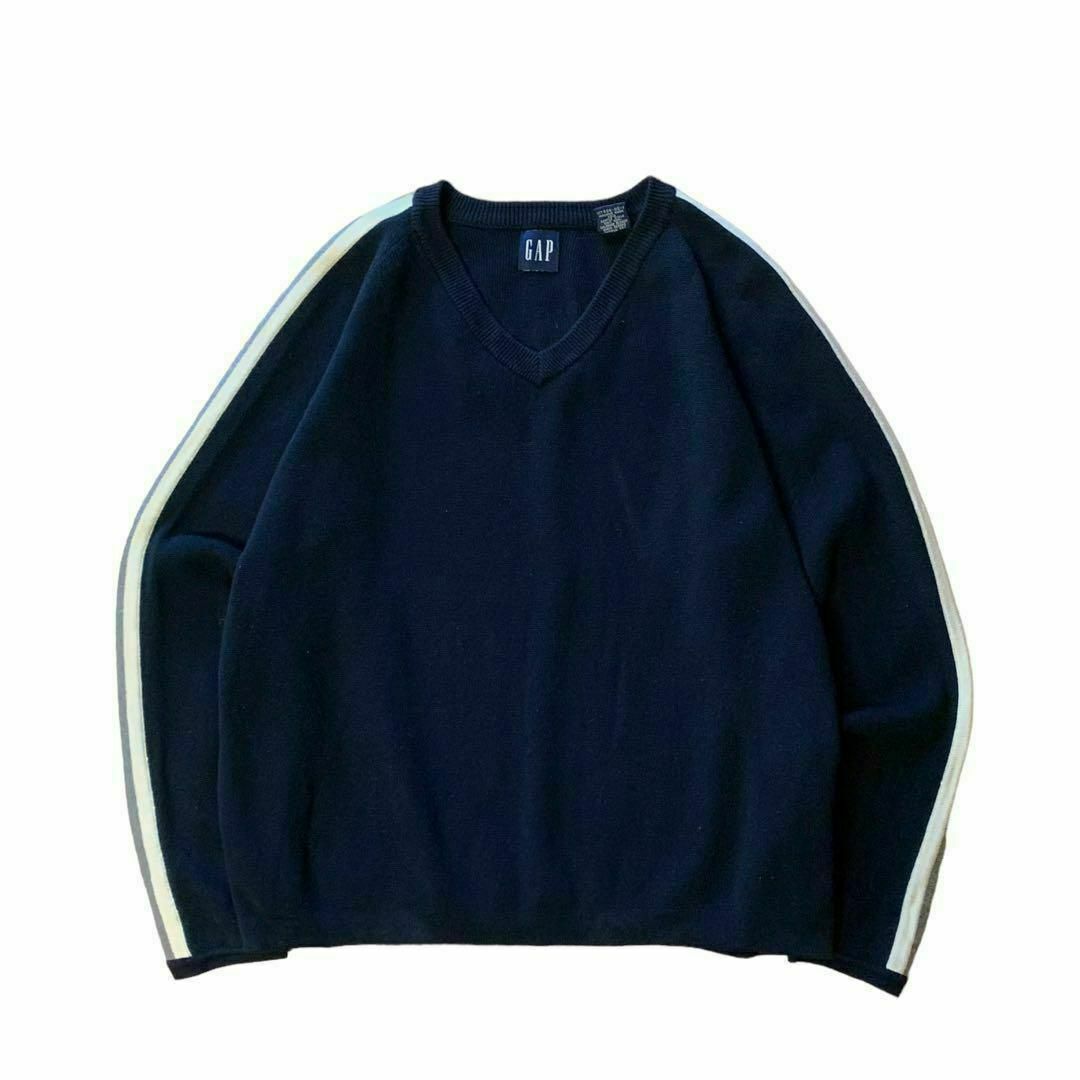 90s OLD GAP Vネック　cotton knit ネイビー　L