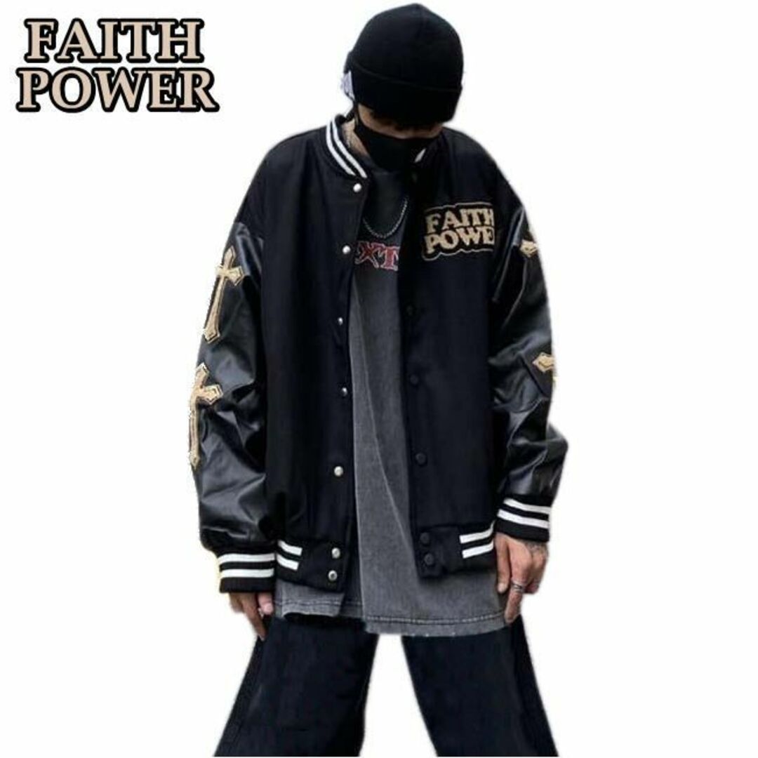 新品XL スタジャン FAITH POWER サガラ刺繡 ユニセックス 新品XL スタジャン FAITH POWER サガラ刺繡 ユニセックス