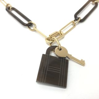 エルメス(Hermes)のエルメス HERMES アミュレット パドロックGM アクセサリー ネックレス GP ブラウン 美品(ネックレス)