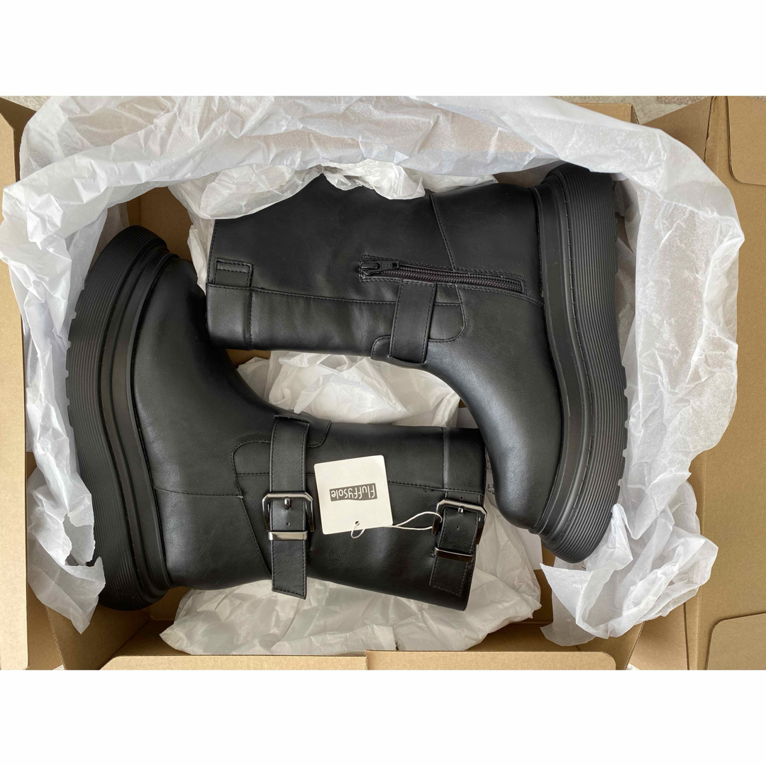 JEANASIS(ジーナシス)の新品ジーナシス フラッフィーソールベルトブーツ 黒 M（23〜23.5cm） レディースの靴/シューズ(ブーツ)の商品写真
