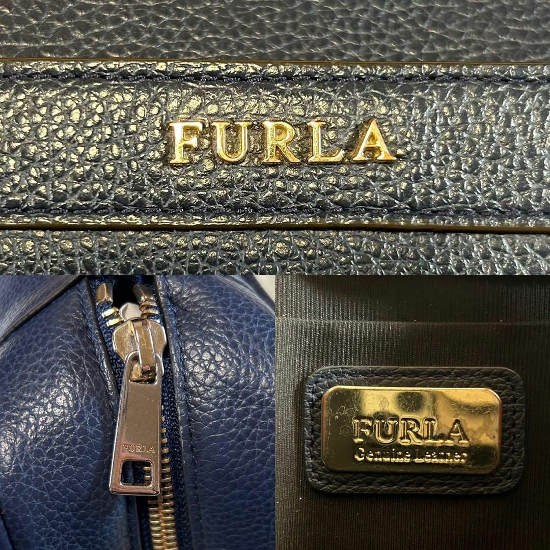 Furla - 【訳あり美品】フルラ アブリルS ショルダーバッグ ネイビー