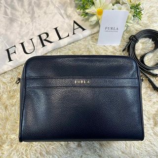 フルラ(Furla)の【訳あり美品】フルラ アブリルS ショルダーバッグ ネイビー レザー 斜め掛け(ショルダーバッグ)