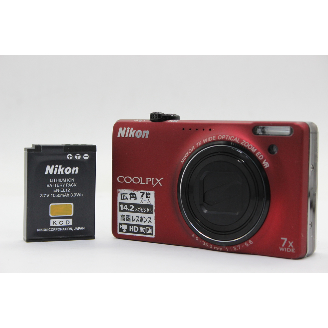 【返品保証】 ニコン Nikon Coolpix S6000 レッド 7x Wide バッテリー付き コンパクトデジタルカメラ  s5832当店での3つサービス