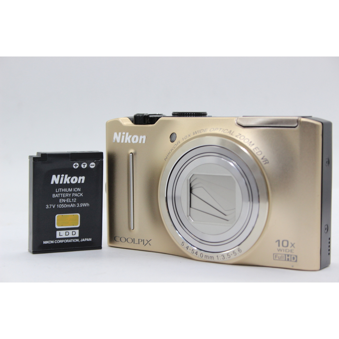 支払い発送詳細【返品保証】 ニコン Nikon Coolpix S8100 ゴールド 10x Wide バッテリー付き コンパクトデジタルカメラ  s5833