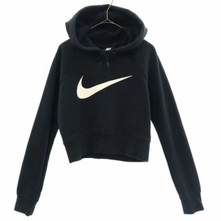 ナイキ(NIKE)のナイキ ロゴプリント 長袖 スウェットパーカー S ブラック NIKE プルオーバー トレーナー レディース 古着 【240114】(パーカー)