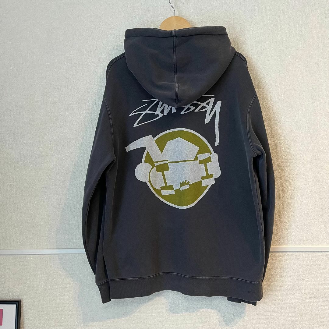 STUSSY スケートマン ピグメント加工 パーカー Lサイズブラックサイズ