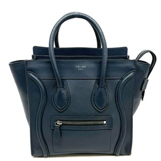 セリーヌ(celine)のセリーヌ ラゲージ マイクロ ドラムドカーフスキン バッグ トートバッグ ブルー(トートバッグ)