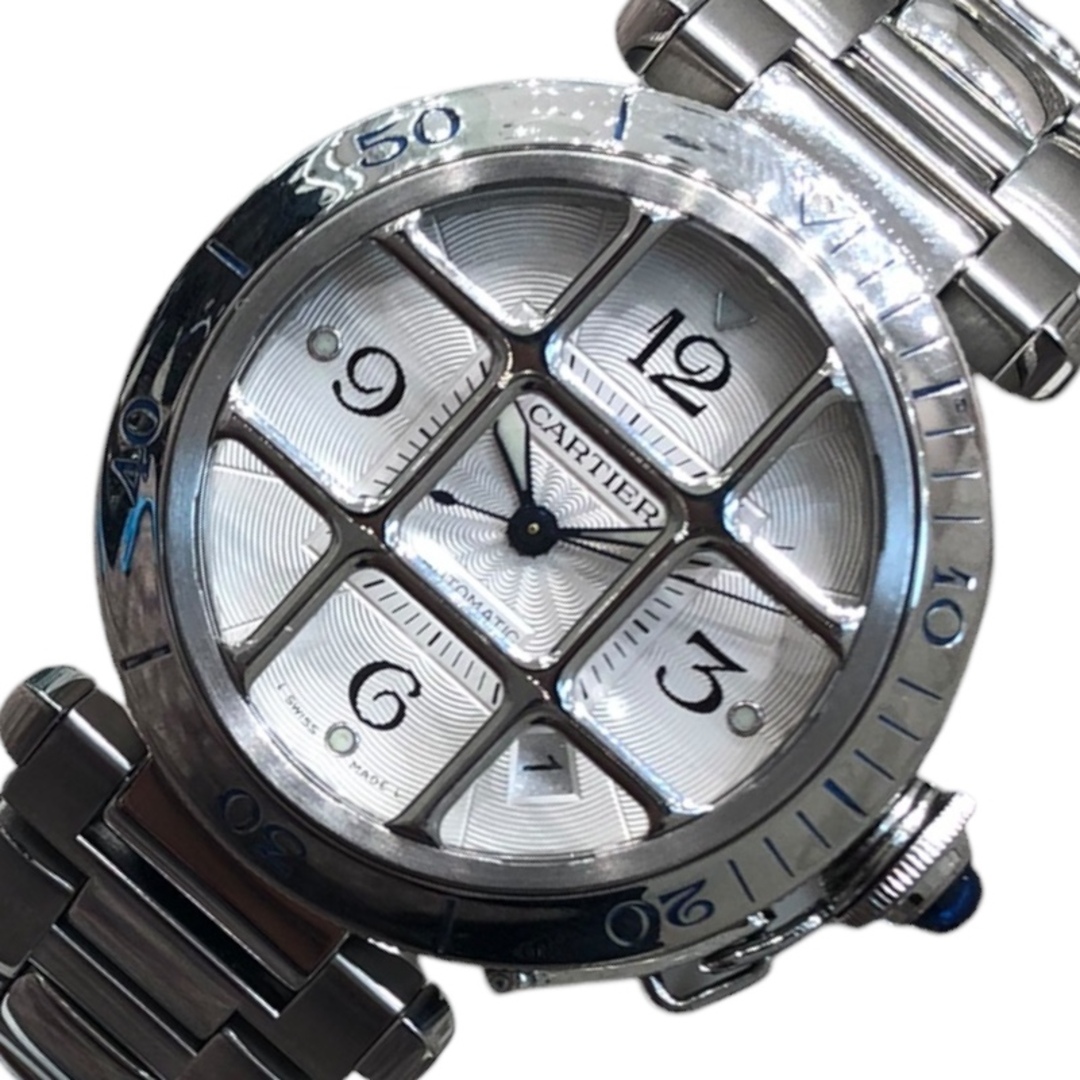 約383mmケース厚みカルティエ Cartier パシャグリッド　38ｍｍ W31040H3 ホワイト SS メンズ 腕時計