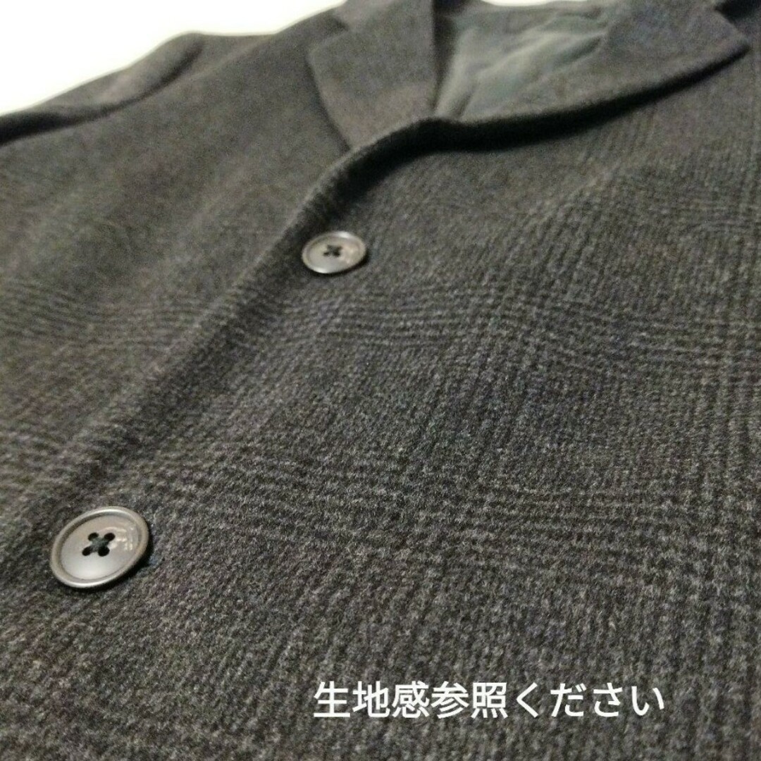 UNIQLO(ユニクロ)のユニクロ ウールカシミヤ チェスターコート グレー チェック柄  Mサイズ メンズのジャケット/アウター(チェスターコート)の商品写真