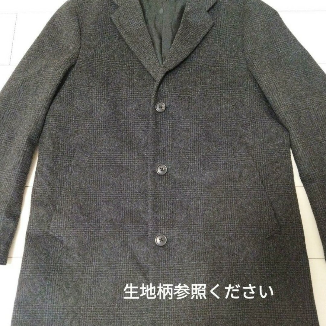 UNIQLO(ユニクロ)のユニクロ ウールカシミヤ チェスターコート グレー チェック柄  Mサイズ メンズのジャケット/アウター(チェスターコート)の商品写真