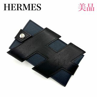 エルメス(Hermes)のエルメス ヴォーエプソン Hタグ カードケース Z 黒　ブラック　パスケース(名刺入れ/定期入れ)