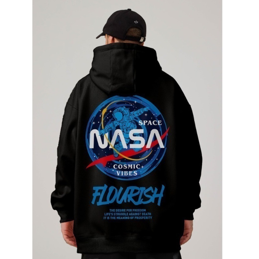 限定】NASA メンズ XL パーカー ビッグロゴ ブラック ストリート 限定】NASA メンズ XL パーカー ビッグロゴ ブラック ストリート
