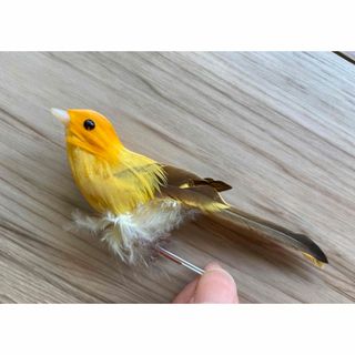 インコ　鳥　の置物　オプジェ　インテリア　雑貨　イエロー　新品未使用(置物)