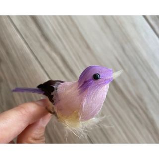 インコ　鳥　の置物　オプジェ　インテリア　雑貨　パープル　新品未使用(置物)