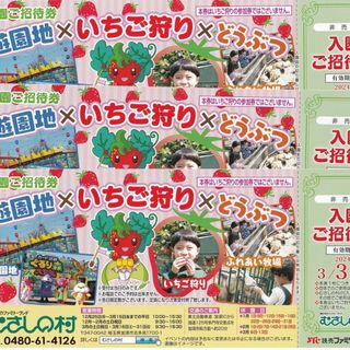 むさしの村　入園ご招待　３枚　2024.03.31迄(その他)