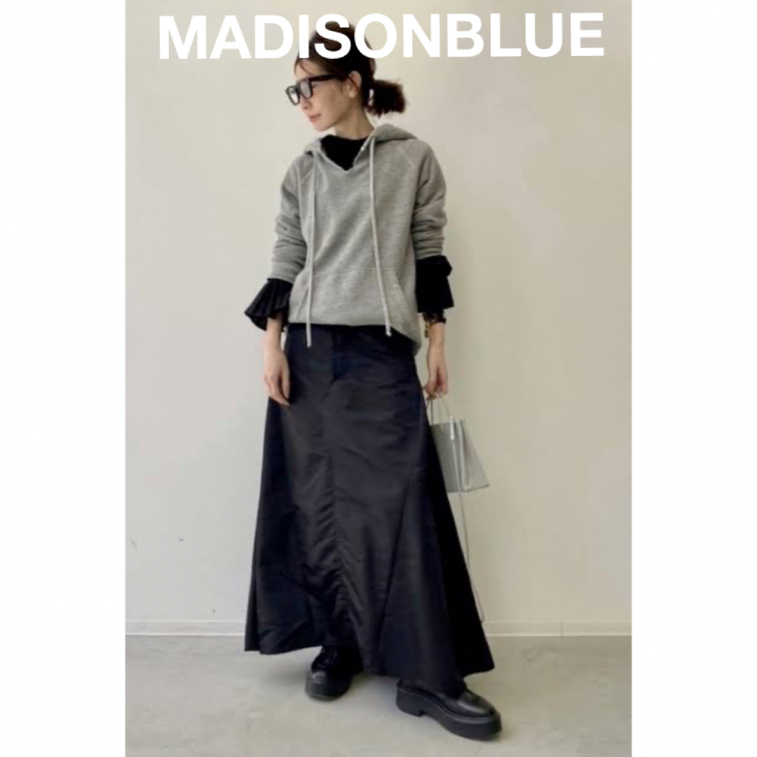 MADISONBLUE(マディソンブルー)の【MADISONBLUE】5POCKET FLARE SKIRT NYTWILL レディースのスカート(ロングスカート)の商品写真