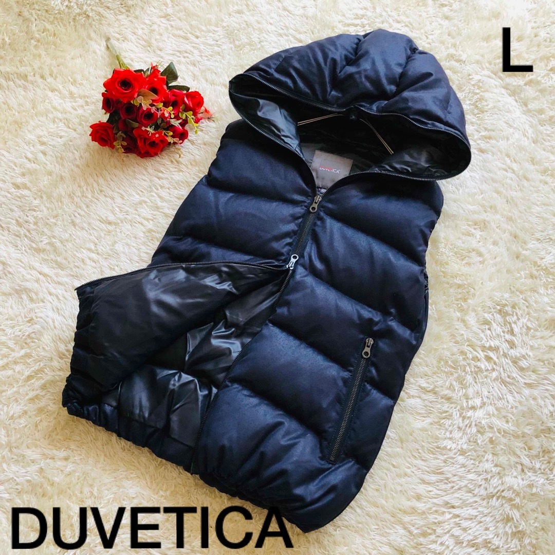 DUVETICA(デュベティカ)の美品✨ DUVETICA デュベティカ  ダウンベスト　グレー　L フード レディースのジャケット/アウター(ダウンベスト)の商品写真