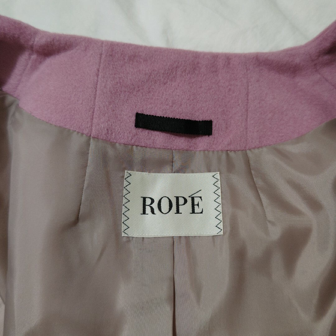 ROPE’(ロペ)の美品✨『ROPE』ロペ  ロング コート ノーカラー ウール ピンク 36 レディースのジャケット/アウター(ロングコート)の商品写真