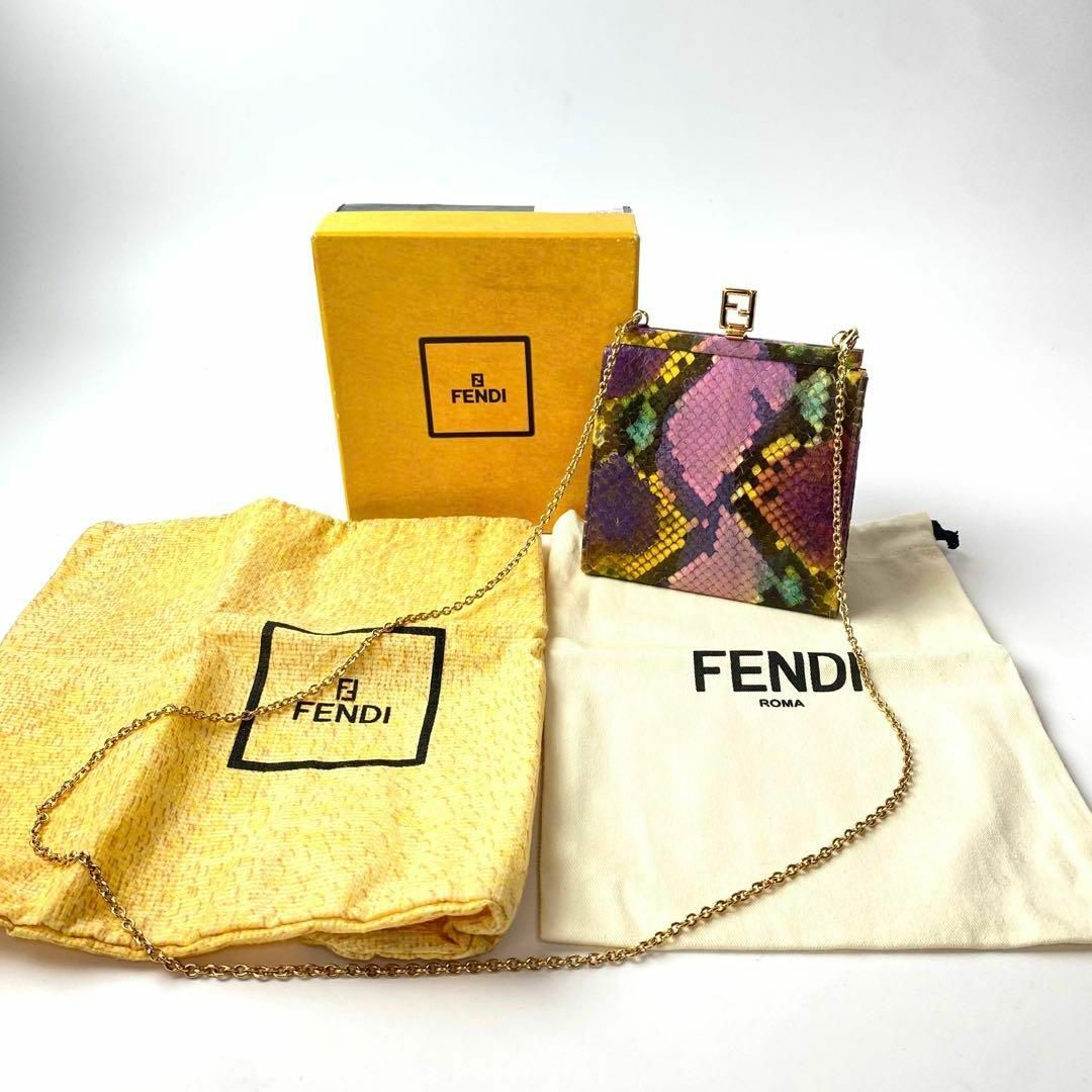 FENDI(フェンディ)のフェンディ FENDI チェーン ウォレット パイソン がま口 財布 レディースのファッション小物(コインケース)の商品写真