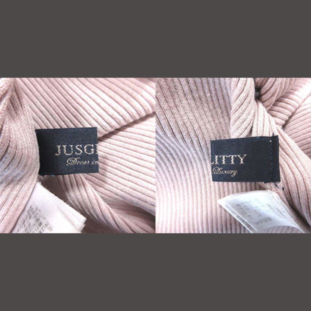 JUSGLITTY(ジャスグリッティー)のジャスグリッティー リブニット カットソー 七分袖 スリットネック 2 ピンク レディースのトップス(ニット/セーター)の商品写真