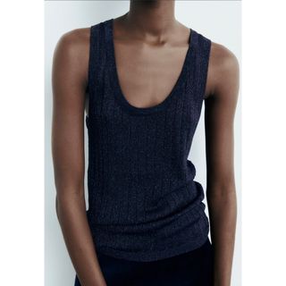 ザラ(ZARA)のザラ ZARA グリッター ノースリーブトップス S(カットソー(半袖/袖なし))