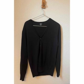 ユニクロ(UNIQLO)のUNIQLO カーディガン　100%毛　BLACK Size M(カーディガン)