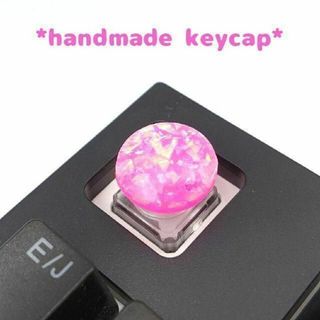 自作キーキャップ ぷっくりスイッチ キラキラピンク キートップ keycap(PC周辺機器)