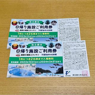 藤田観光 株主優待 2枚(4名分) 箱根小涌園ユネッサン 下田海中水族館(水族館)