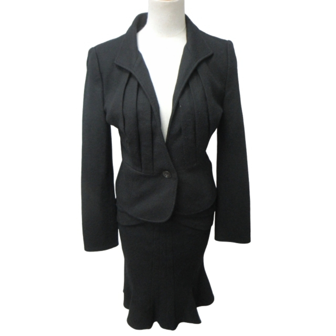 MATERIA(マテリア)のマテリア セットアップ フォーマル ジャケット スカート 黒 約L IBO46 レディースのジャケット/アウター(テーラードジャケット)の商品写真