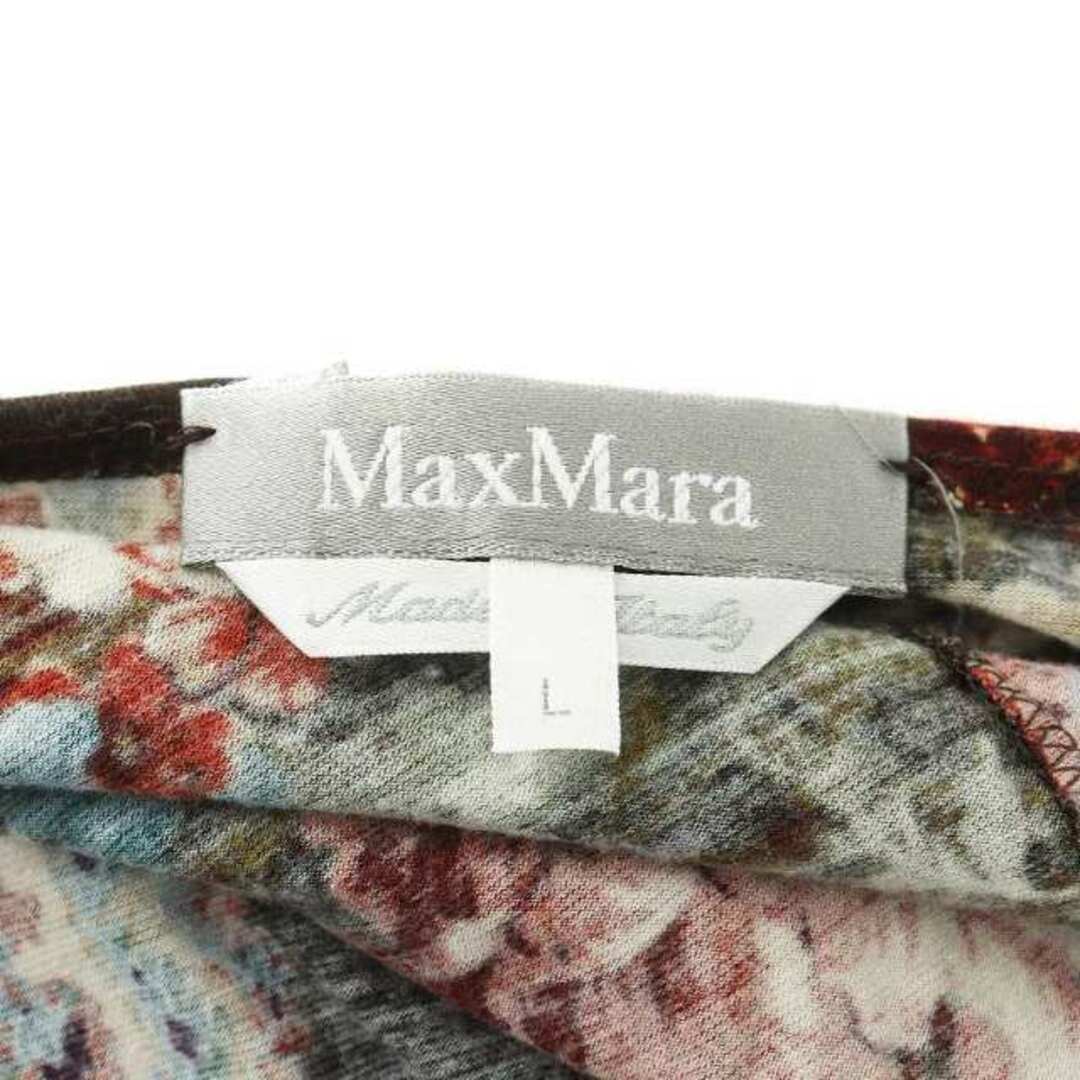 Max Mara(マックスマーラ)のマックスマーラ カットソー Vネック 七分袖 花柄 L 茶 マルチカラー レディースのトップス(その他)の商品写真