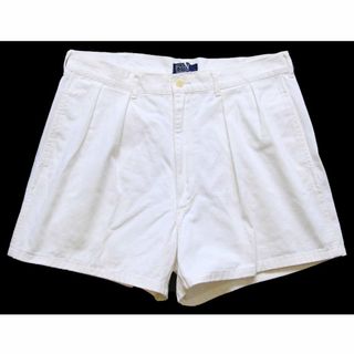 ポロラルフローレン(POLO RALPH LAUREN)の90s ポロ ラルフローレン ツータック コットン チノ ショートパンツ 白 w34★56 ショーツ オールド クラシック チノパン ホワイト(ショートパンツ)