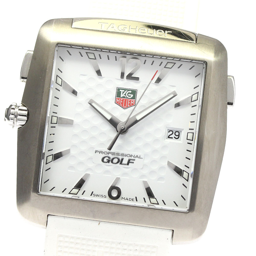 綺麗な状態文字盤タグホイヤー TAG HEUER WAE1112 プロフェッショナル スポーツ ゴルフウォッチ タイガーウッズ デイト クォーツ メンズ 箱付き_792680