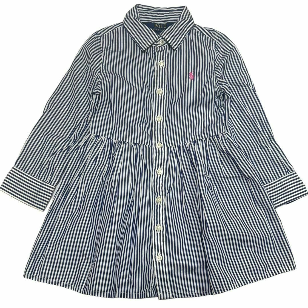 POLO RALPH LAUREN(ポロラルフローレン)のPOLO RALPH LAUREN ストライプ シャツ ワンピース 子供服 キッズ/ベビー/マタニティのキッズ服女の子用(90cm~)(ワンピース)の商品写真