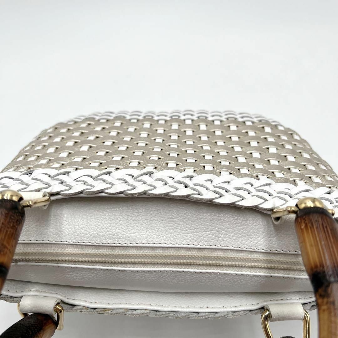 大人気✨️トマソカンドリア ハンドバッグ 編み込み  ホワイト×ゴールド